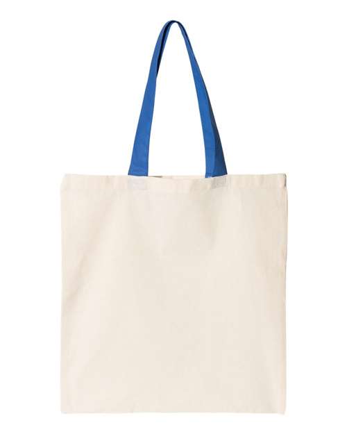 Contrast-Color Handle Tote - Natural/ Royal Back