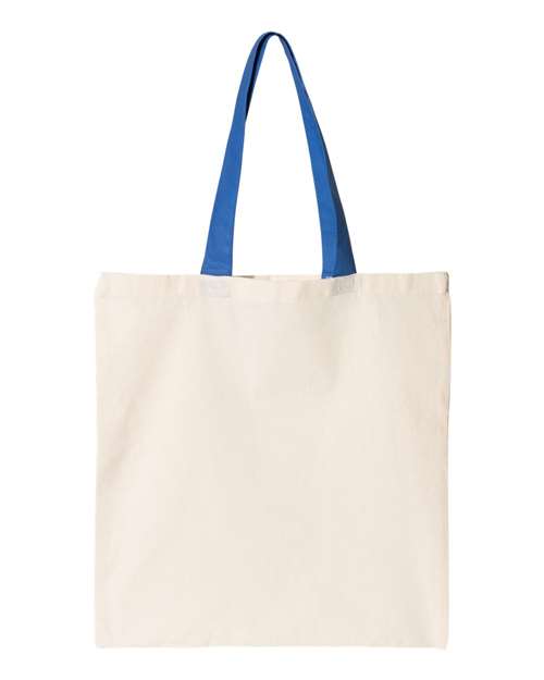 Contrast-Color Handle Tote - Natural/ Royal Front
