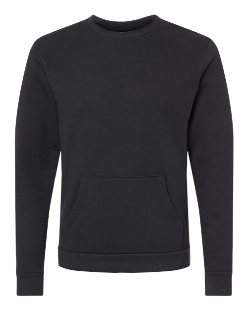 Unisex Santa Barbara Pocket Crewneck Sweatshirt - Black Front