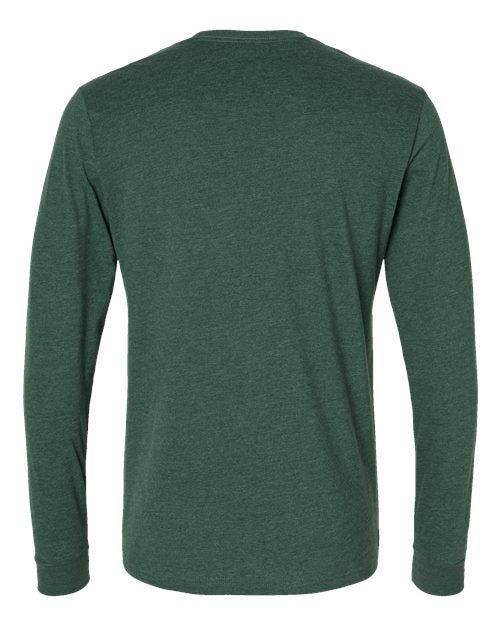 Unisex Sueded Long Sleeve T-Shirt - Heather Forest Green Back