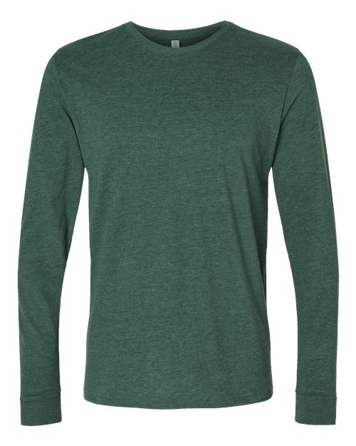 Unisex Sueded Long Sleeve T-Shirt - Heather Forest Green Front