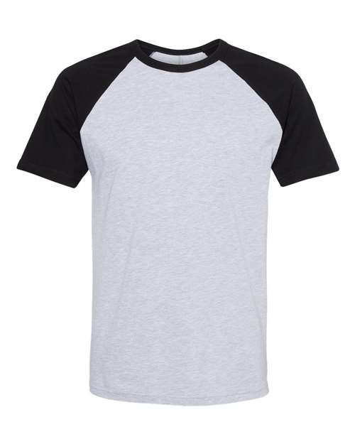 Unisex Cotton Raglan T-Shirt - Black/ Heather Grey Front