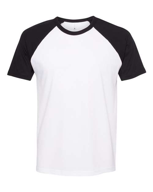 Unisex Cotton Raglan T-Shirt - Black/ White Front