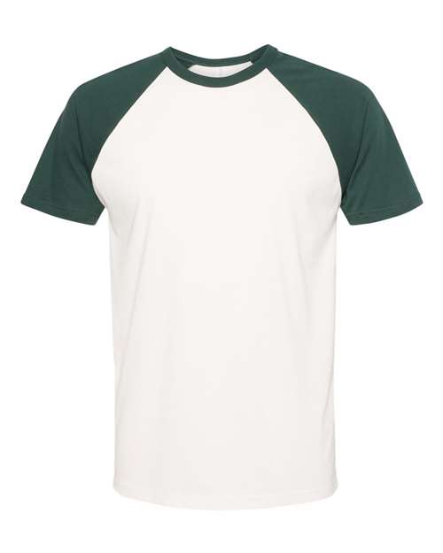 Unisex Cotton Raglan T-Shirt - Forest Green/ Natural Front