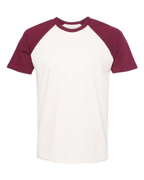 Unisex Cotton Raglan T-Shirt - Maroon/ Natural Front