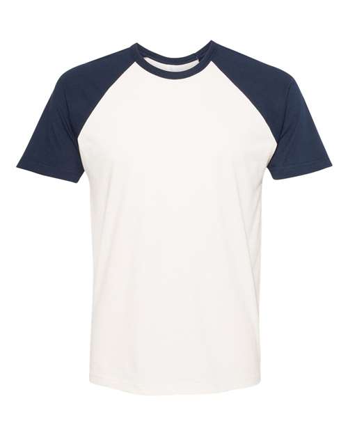 Unisex Cotton Raglan T-Shirt - Midnight Navy/ Natural Front