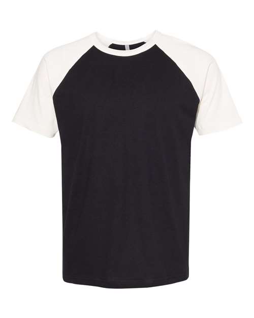 Unisex Cotton Raglan T-Shirt - Natural/ Black Front