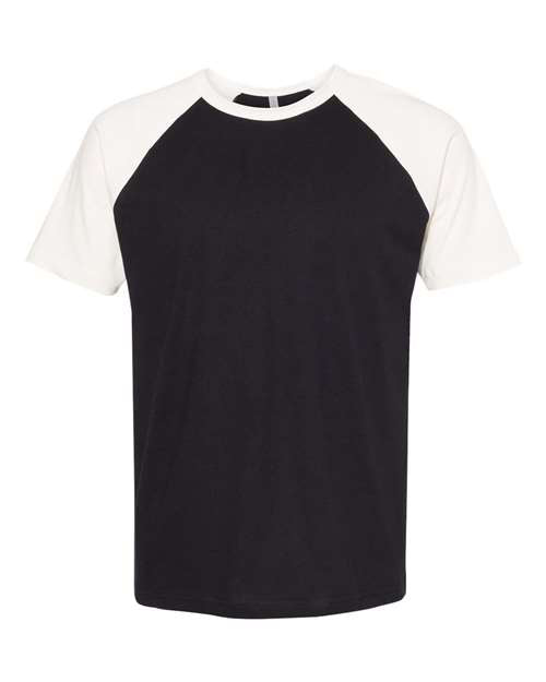 Next Level Unisex Cotton Raglan Tee - Natural/ Black Front