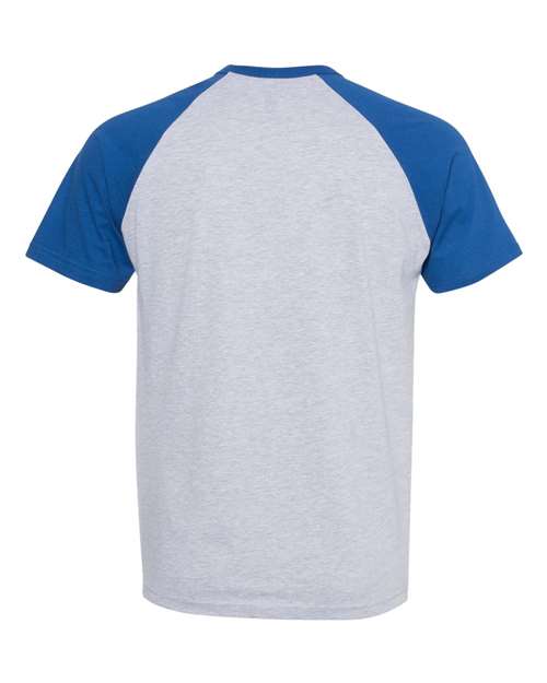 Unisex Cotton Raglan T-Shirt - Royal/ Heather Grey Back