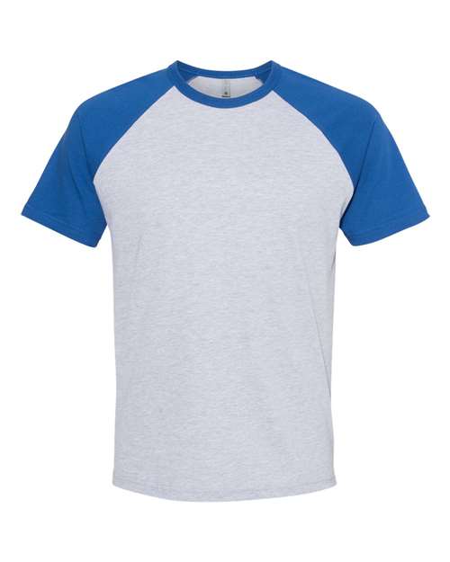 Unisex Cotton Raglan T-Shirt - Royal/ Heather Grey Front