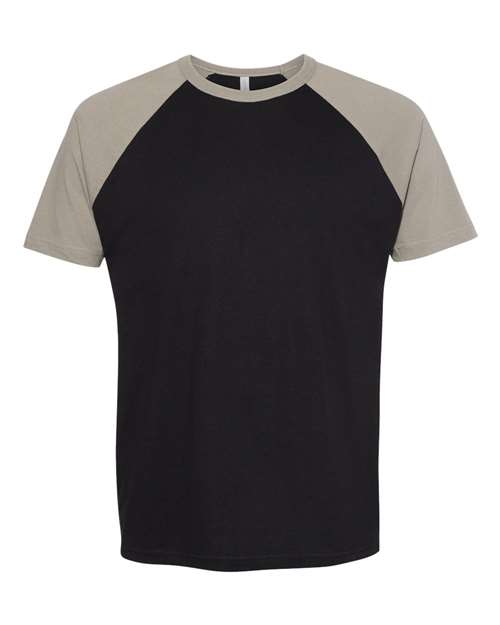 Unisex Cotton Raglan T-Shirt - Warm Grey/ Black Front