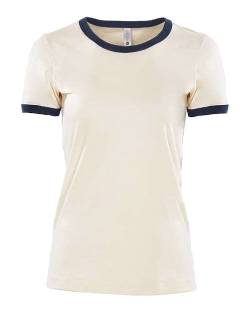 Women's Ringer Tee - Natural/ Midnight Navy Front