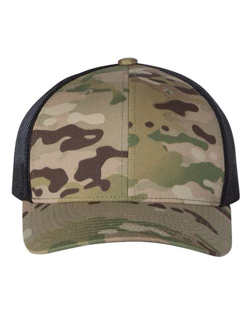 Retro Trucker Cap - Multicam Green/ Black Front