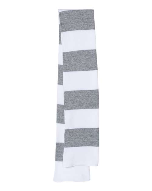 Rugby-Striped Knit Scarf - White/ Heather Grey Front