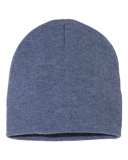 8" Beanie - Heather Navy Back