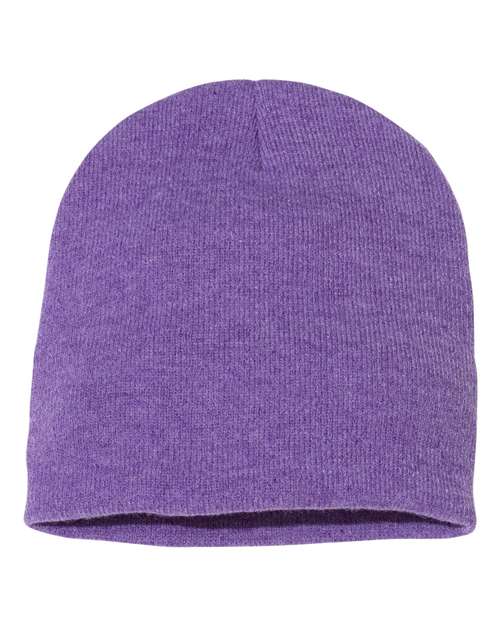 8" Beanie - Heather Purple Front