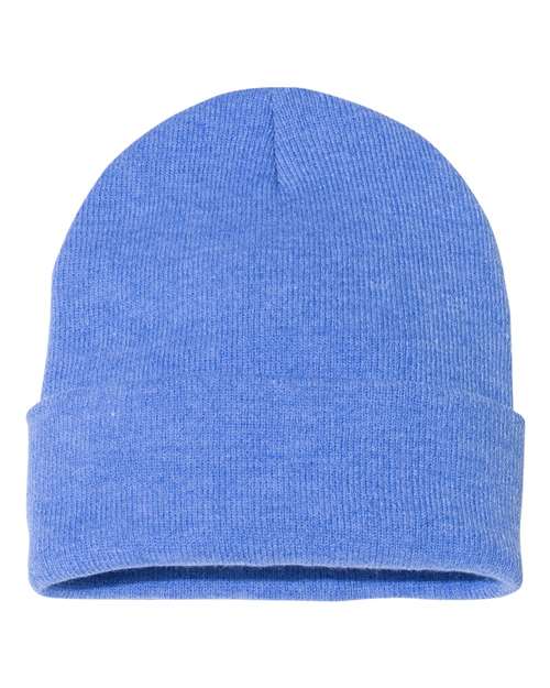 12" Solid Cuffed Beanie - Heather Royal Front