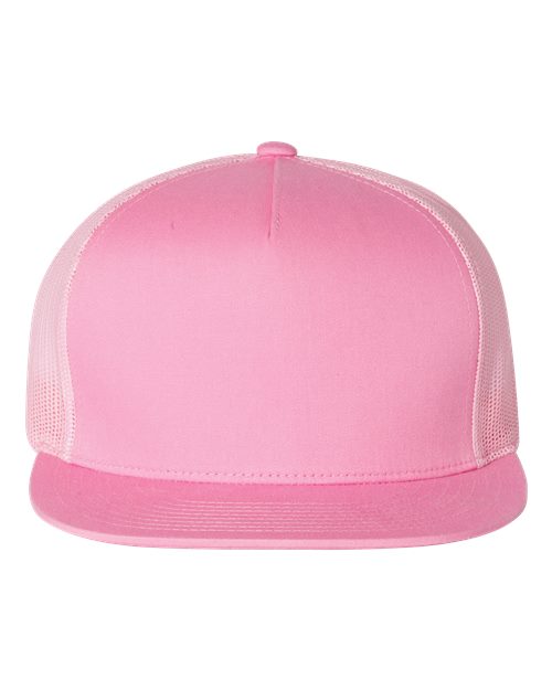 Classic Five-Panel Trucker Cap - Pink Front