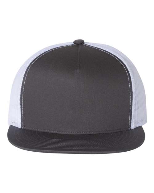 Classic Five-Panel Trucker Cap - Charcoal/ White Front