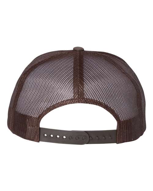 Classic Five-Panel Trucker Cap - Brown/ White/ Brown Back