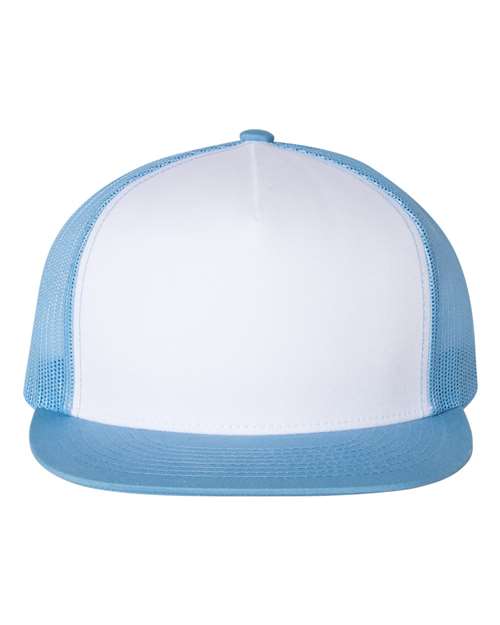 Classic Five-Panel Trucker Cap - Carolina Blue/ White/ Caroline Blue Front