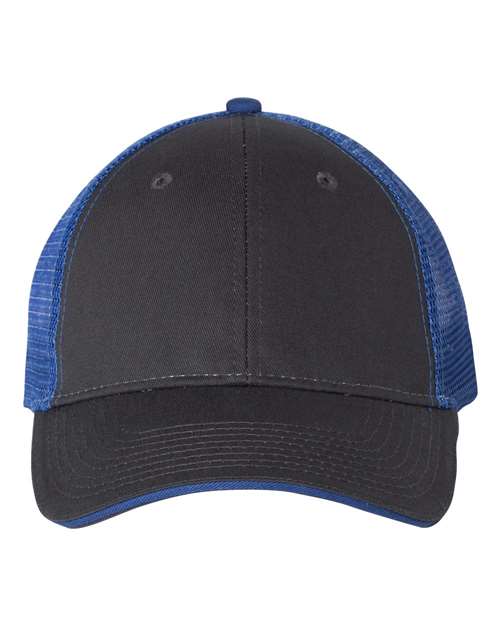 Sandwich Trucker Cap - Charcoal/ Royal Front