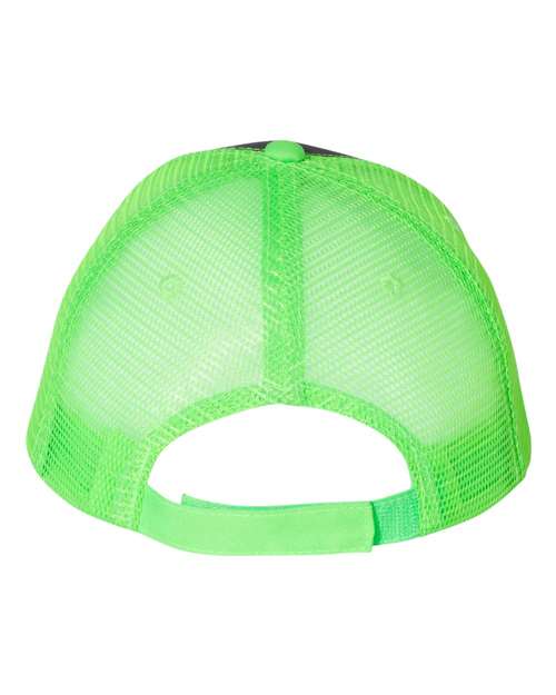 Sandwich Trucker Cap - Charcoal/ Neon Green Back