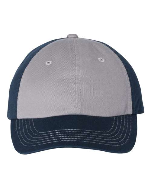 Bio-Washed Classic Dad Hat - Grey/ Navy Front