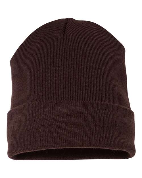 Cuffed Beanie - Brown Back