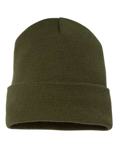 Cuffed Beanie - Olive Front