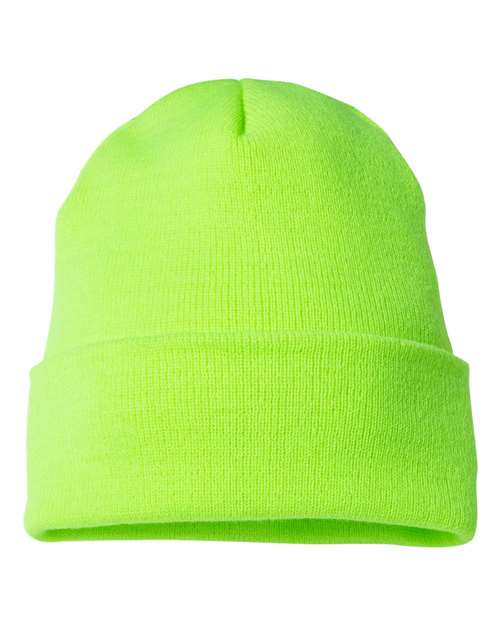 Cuffed Beanie - Safety Green Front