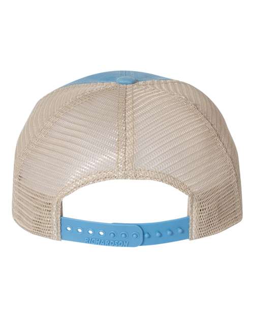Garment-Washed Trucker Cap - Columbia Blue/ Khaki Back