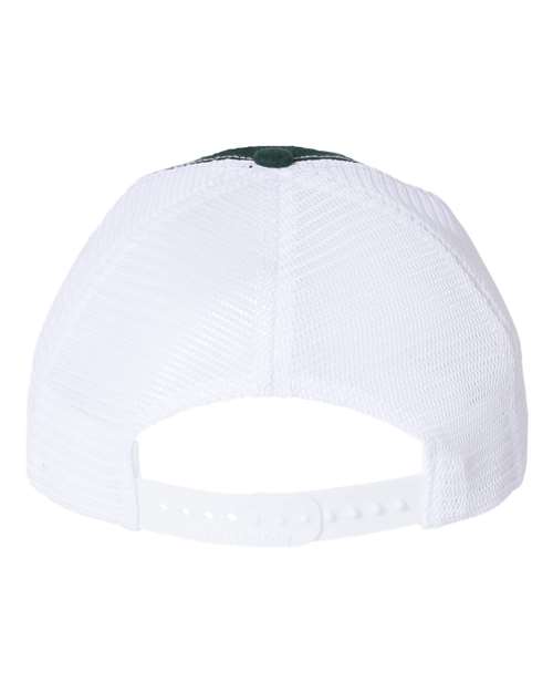 Garment-Washed Trucker Cap - Dark Green/ White Back