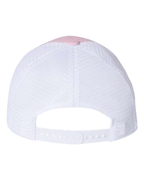 Garment-Washed Trucker Cap - Pink/ White Back