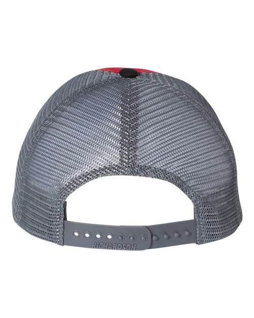Garment-Washed Trucker Cap - Red/ Charcoal/ Black Back