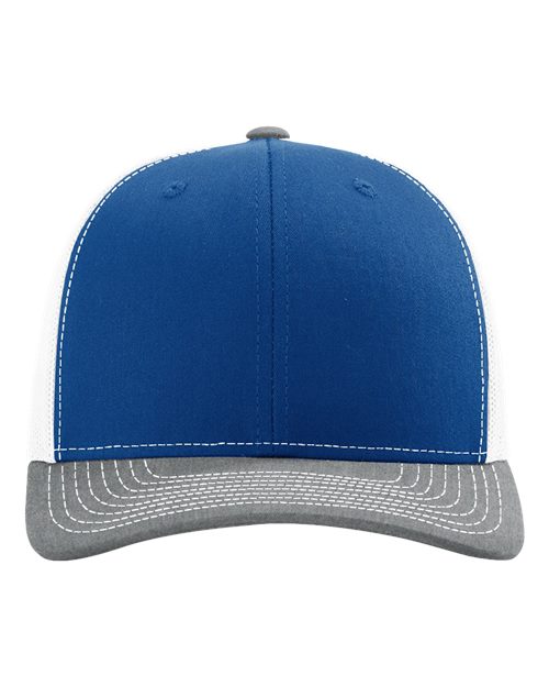 Snapback Trucker Cap - Royal/ White/ Heather Grey Front