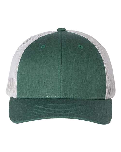Low Pro Trucker Cap - Heather Dark Green/ Silver Front