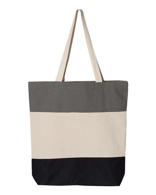11L Tri-Color Tote - Black/ Natural/ Light Grey Back