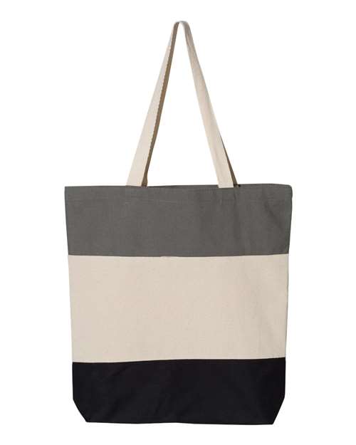 11L Tri-Color Tote - Black/ Natural/ Light Grey Front
