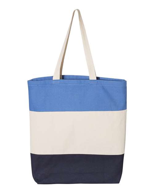 11L Tri-Color Tote - Navy/ Natural/ Carolina Blue Front