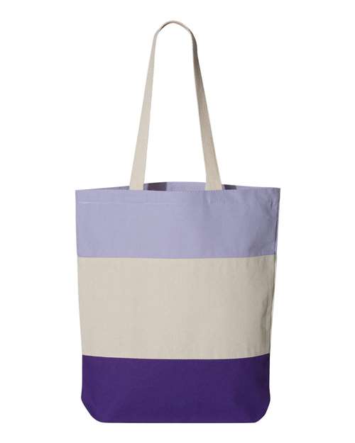 11L Tri-Color Tote - Purple/ Natural/ Lavender Back