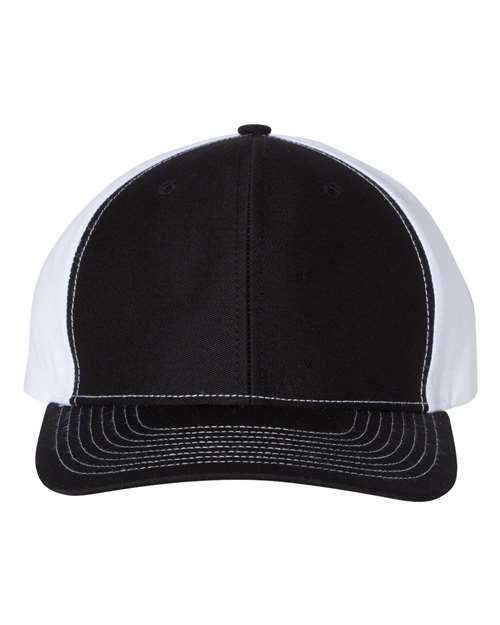 Twill Back Trucker Cap - Black/ White Front