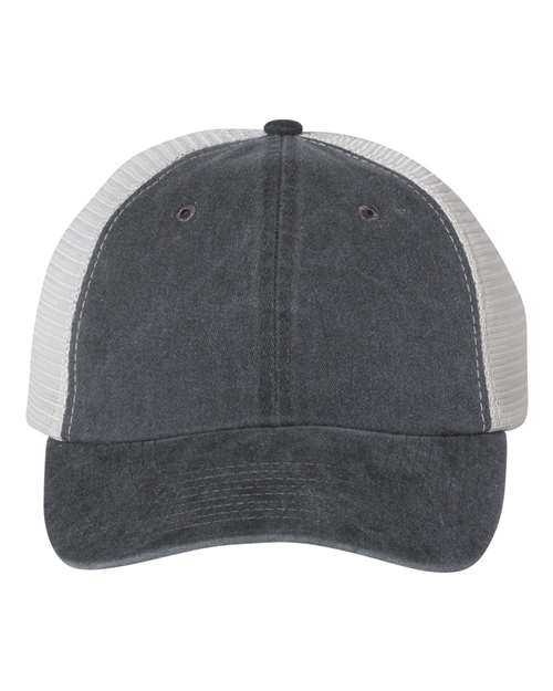 Pigment-Dyed Trucker Cap - Black/ Stone Front