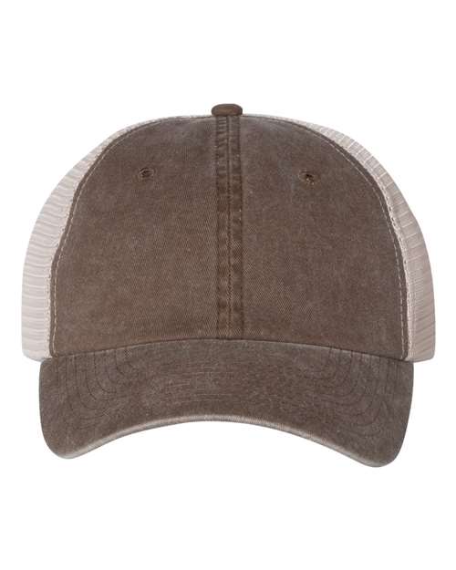 Pigment-Dyed Trucker Cap - Brown/ Stone Front