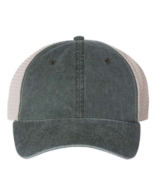 Pigment-Dyed Trucker Cap - Forest/ Stone Front