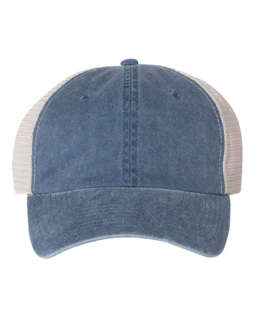 Pigment-Dyed Trucker Cap - Navy/ Stone Front