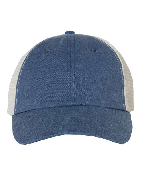 Pigment-Dyed Trucker Cap - Royal/ Stone Front