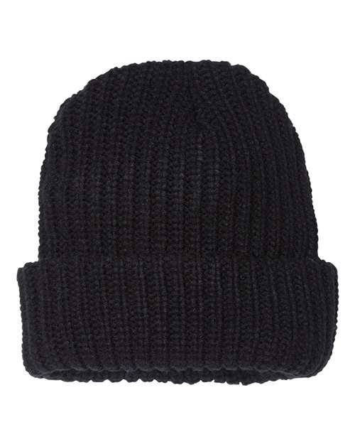 12" Chunky Cuffed Beanie - Black Back