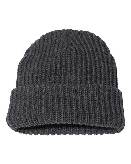 12" Chunky Cuffed Beanie - Charcoal Front