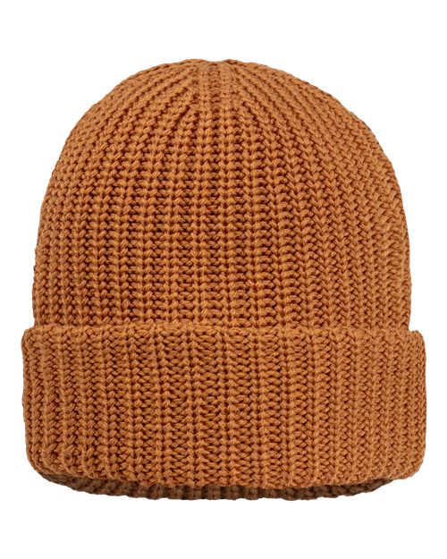 12" Chunky Cuffed Beanie - Coyote Brown Back